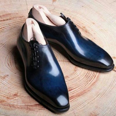 Two Tone Oxford Plain Toe Stylish Leather Lace up Formal Dress Shoes for Men