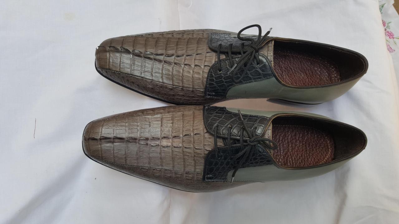 Handmade Men's New Oxford Crocodile Hornback Leather Lace Up Mutlicolor ...
