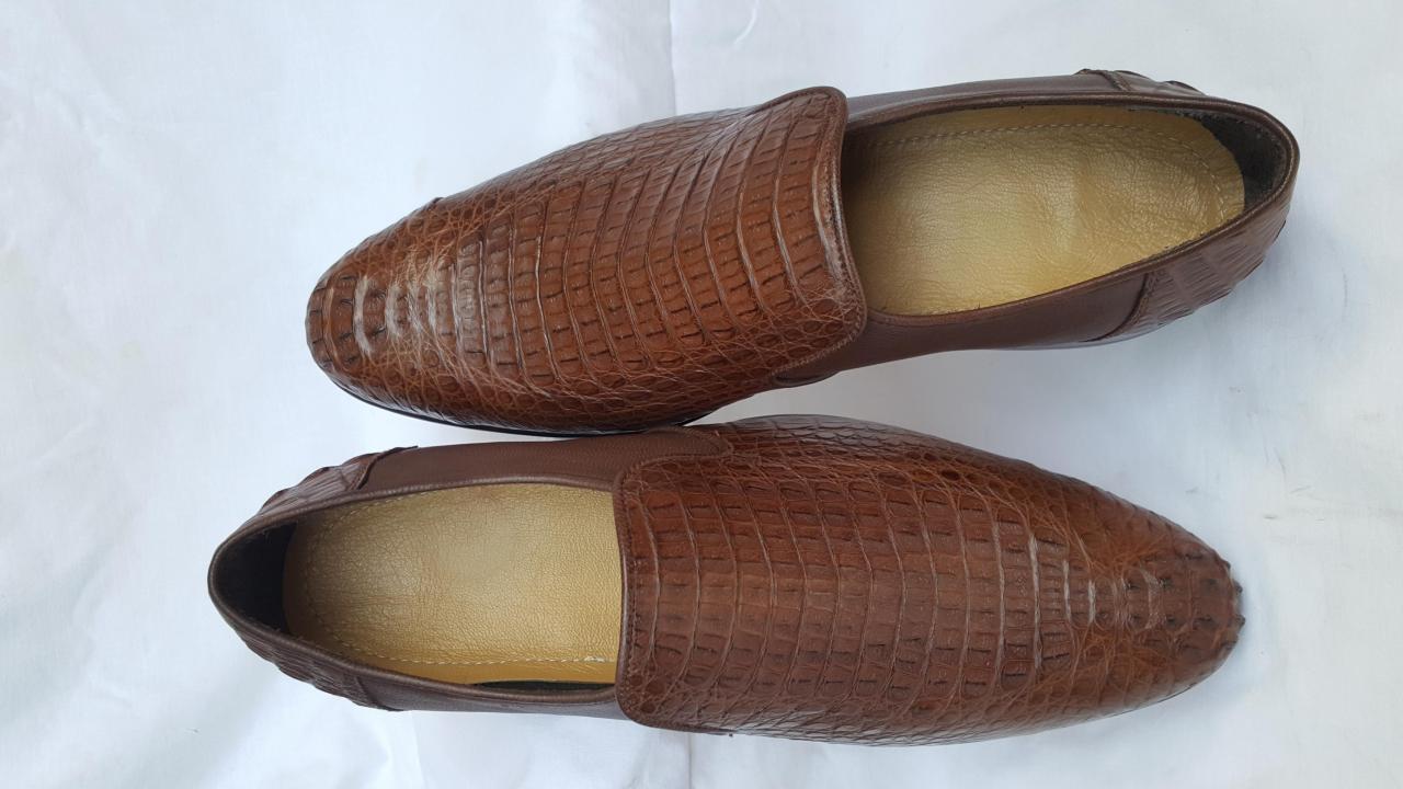 Handmade New Item For Men's Oxford Crocodile Hornback Brown Color ...