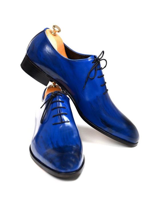 blue and black men's dress shoes