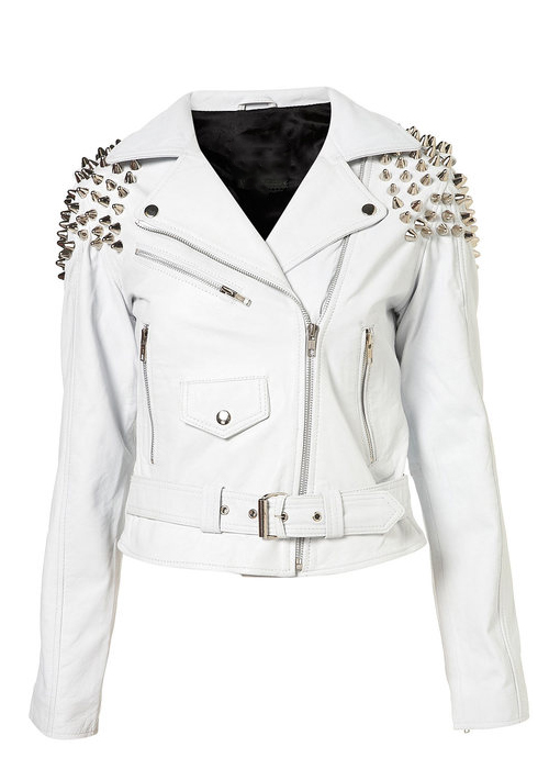 all white leather jacket