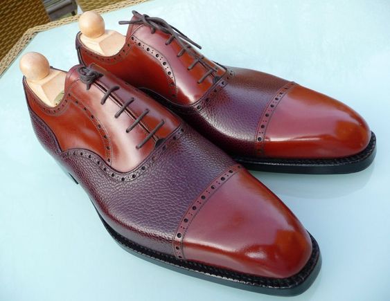 Two Tone Oxford Plain Pointed Cap Toe Genuine Leather Lace Up Formal ...